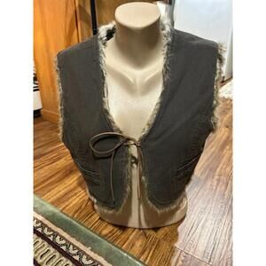 DKNY Reversible Cropped Fur Vest